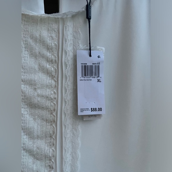 🆕 ✨ Tahari White Long Sleeve Blouse XL Feminine Lace Trim Elegant Scoop Neck Top - Picture 11 of 13
